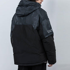Irregular Plaid Patchwork Winter Down Coat
