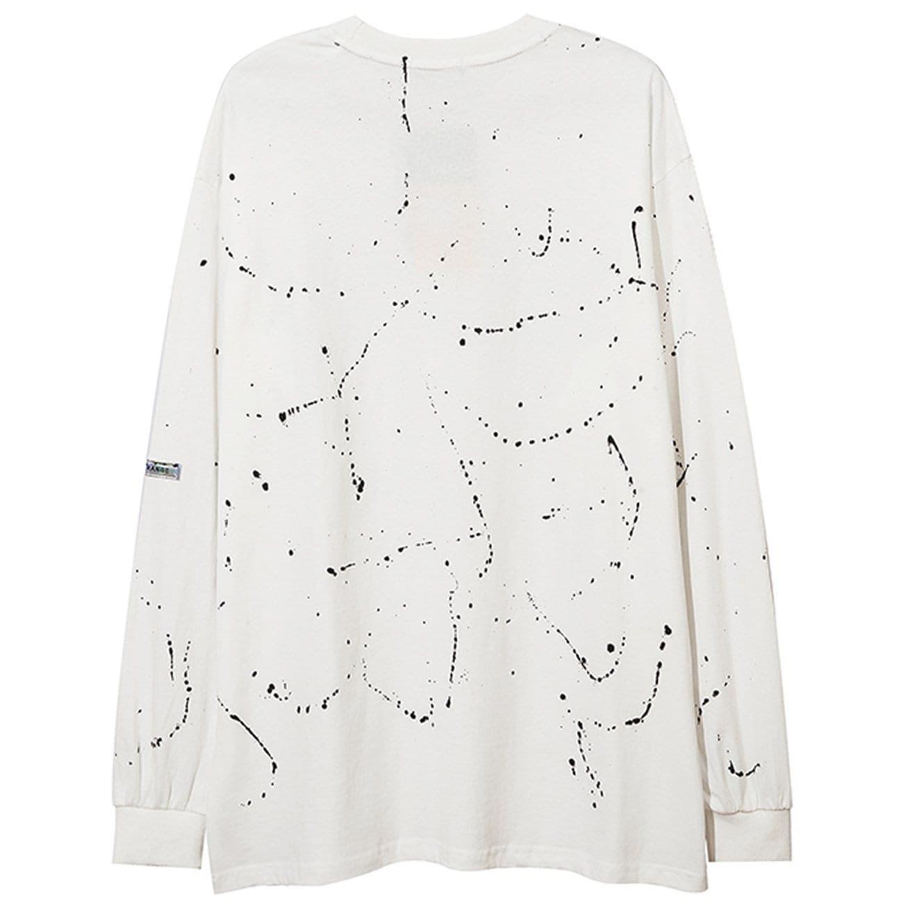 Splash Ink Necklace Letters Print Sweatshirt