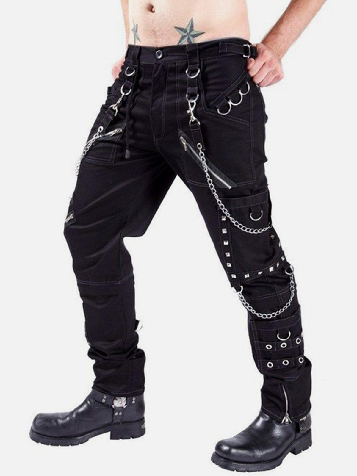 Punk Open Thread Chain Pants