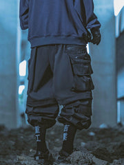Solid Color Zip Up Pocket Cargo Pants
