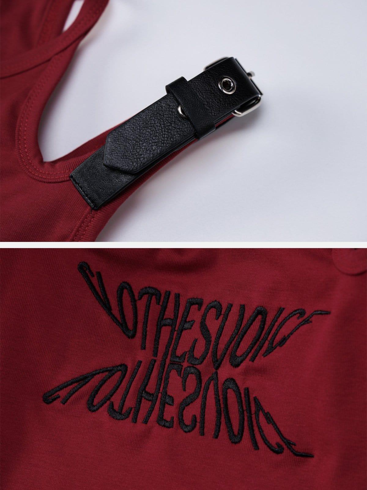 Hollow Belt Shoulder Buckle Vest