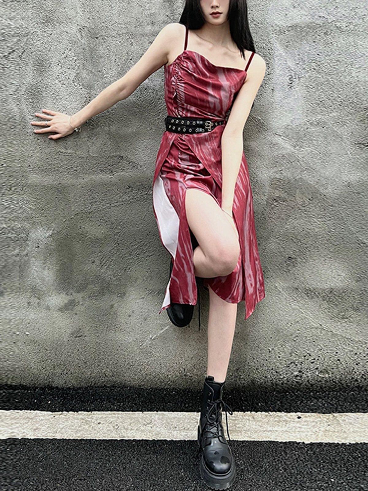 Tie-dye Pleated Slip Dress