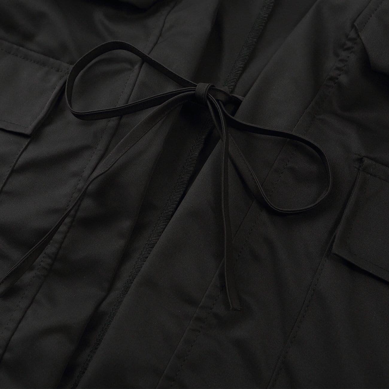 Dark Functional Half Sleeve Multi-pocket Cardigan Jacket