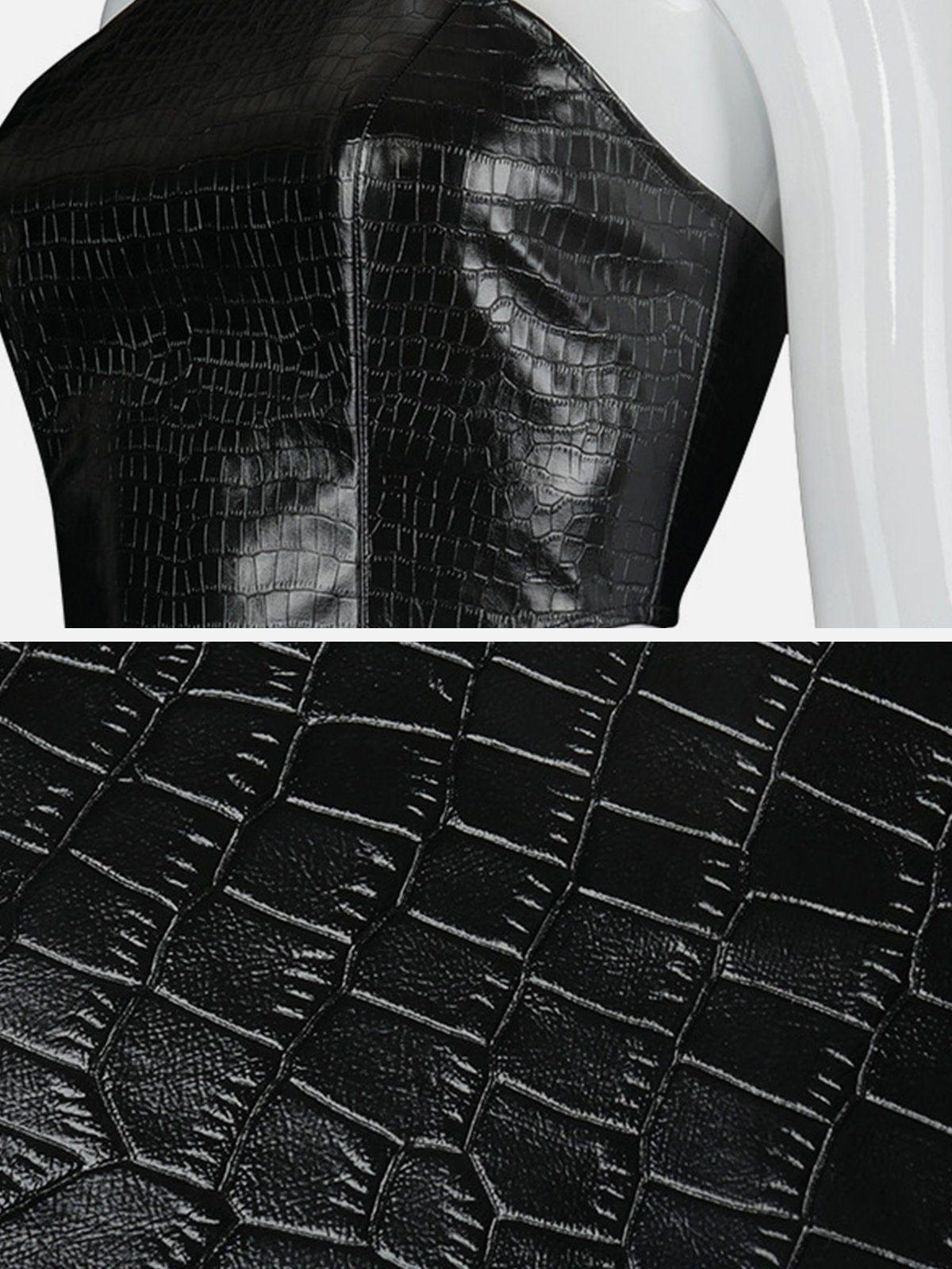 Bow Zipper Check Patchwork Vest
