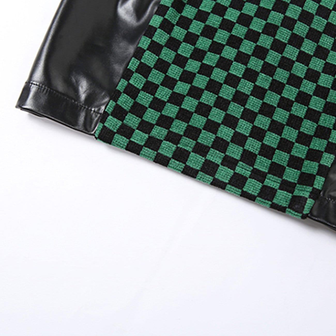 Chain Plaid PU Vest