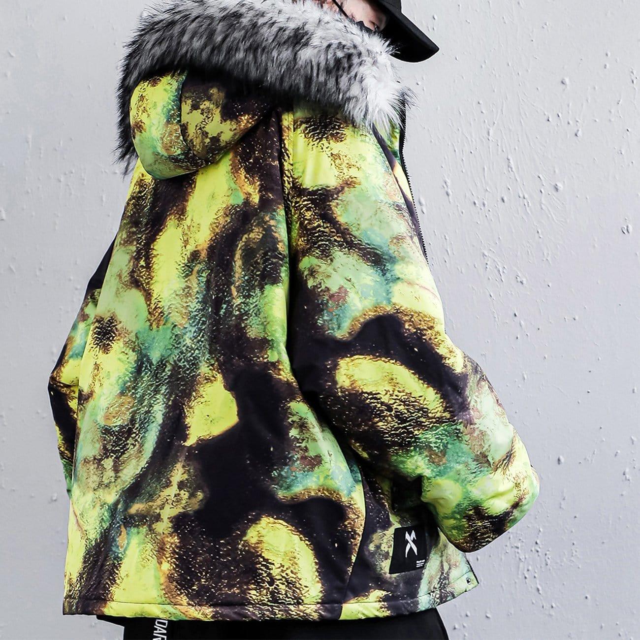 Fur Collar Camouflage Winter Coat