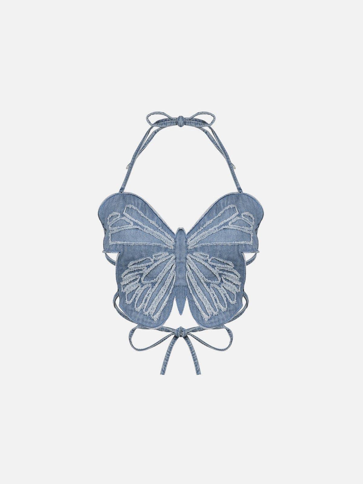 Sexy Butterfly Denim Vest