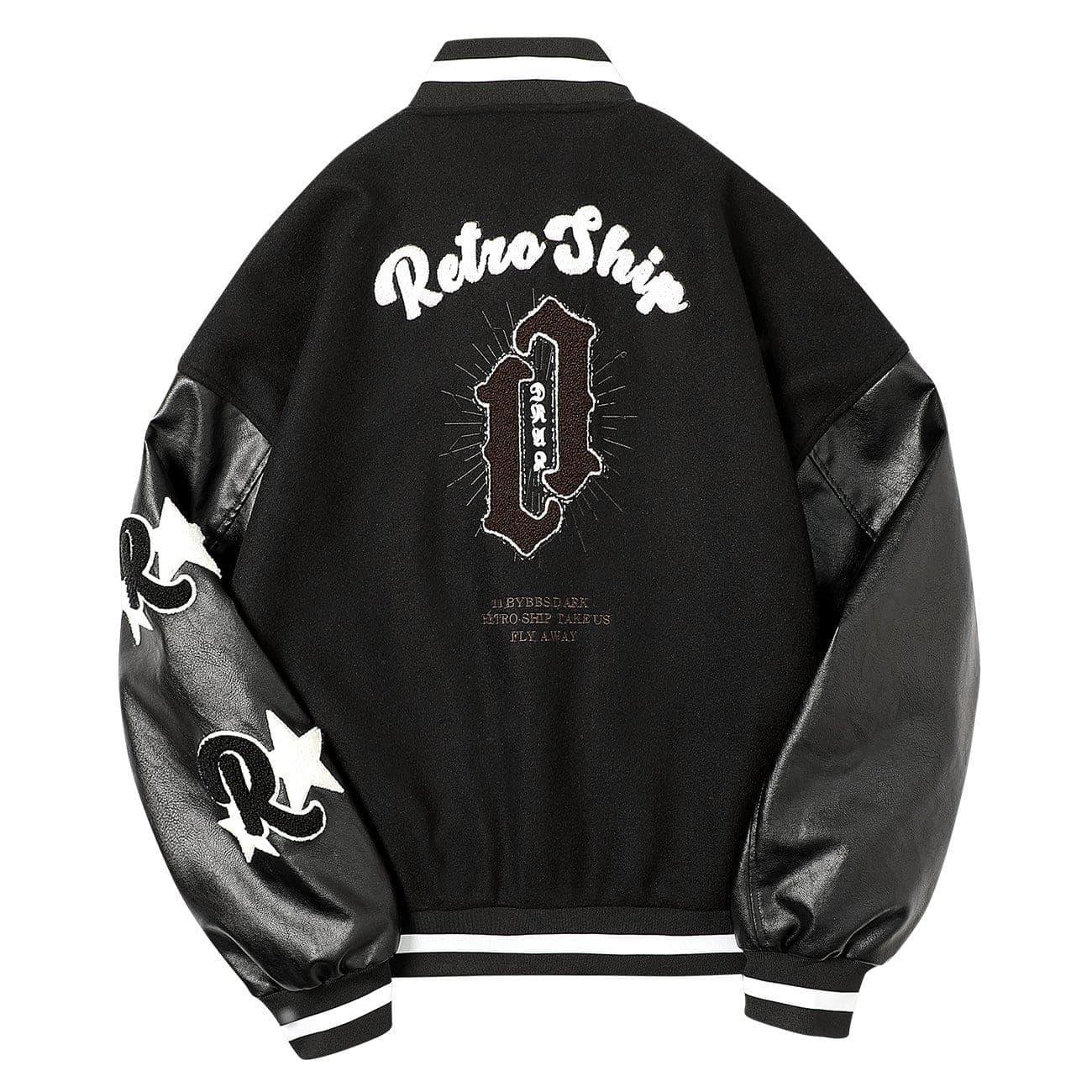 Stitching PU Sleeve Varsity Jacket