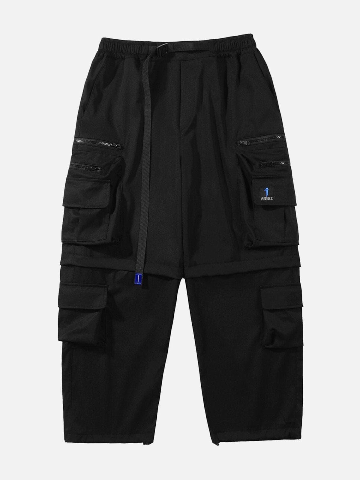Solid Color Zip Up Pocket Cargo Pants