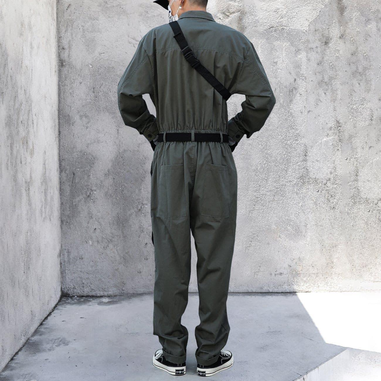 Dark Function Personalized Belt Buttons Cargo Jumpsuit