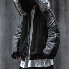 Detachable Fur Collar Hat Winter Coat