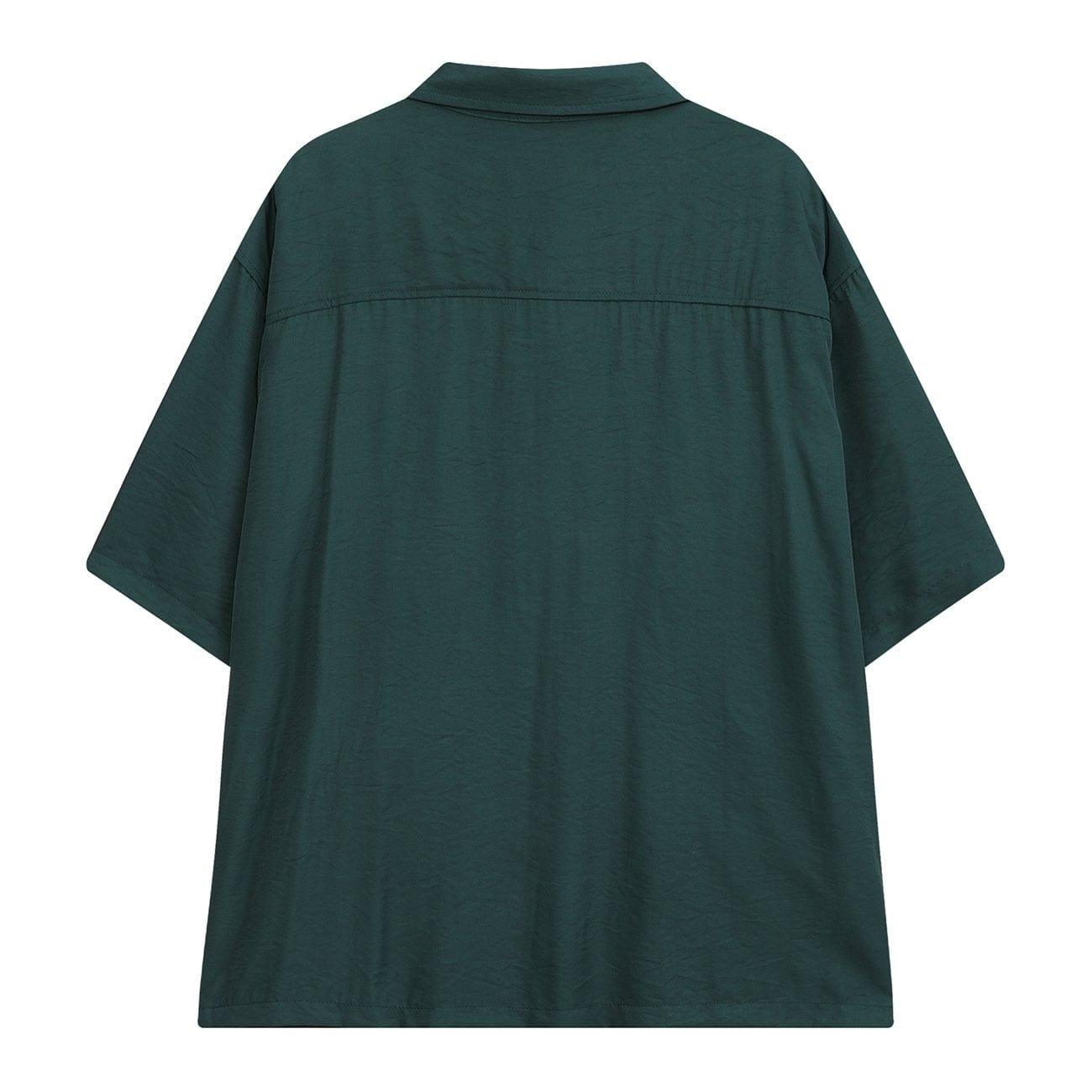 Multi Pockets Zip Up Short Sleeve Shirt