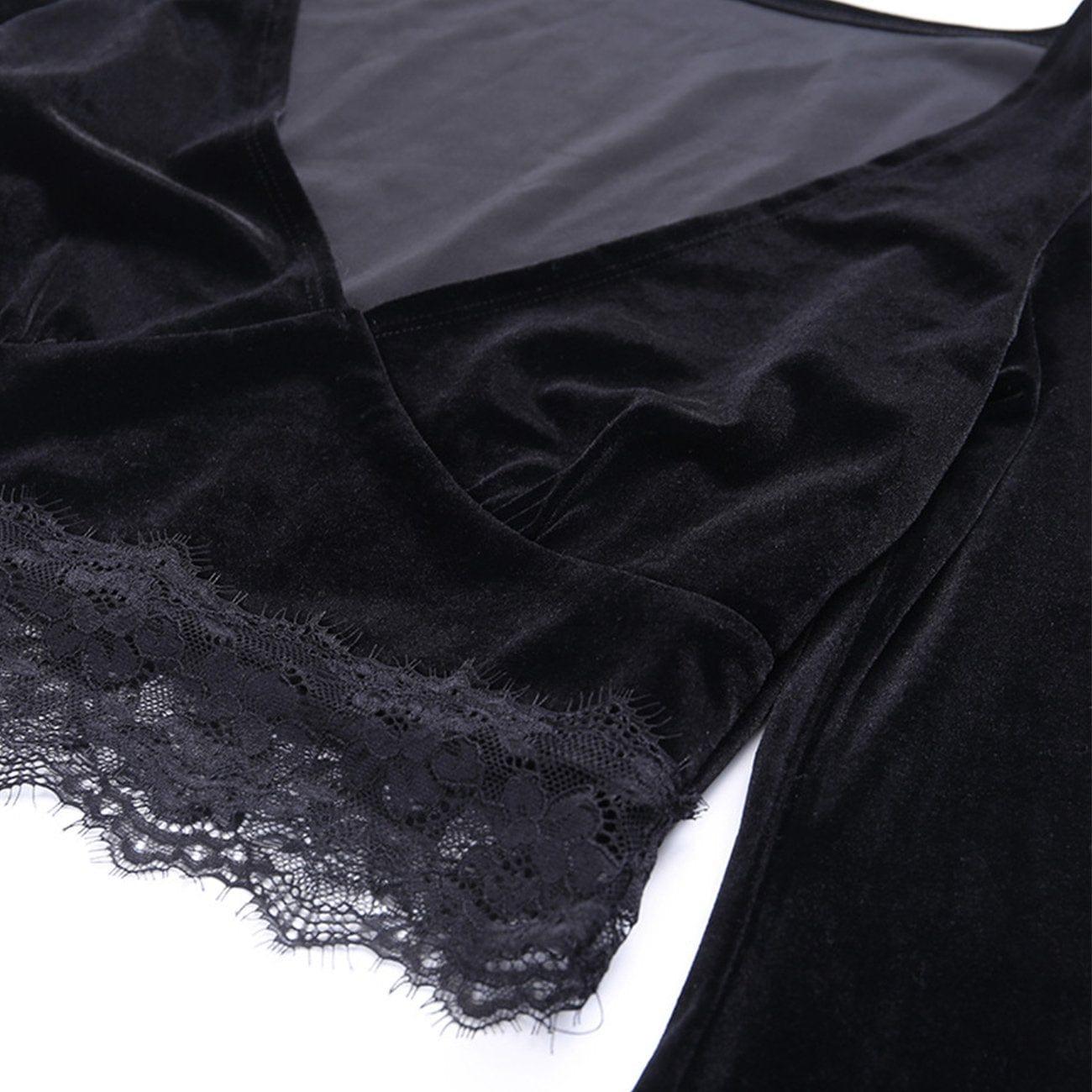Lace Patchwork Trumpet Long Sleeve T Shirt