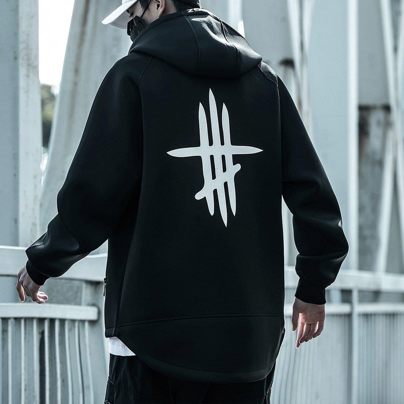 Combat Oblique Zipper Print Jacket