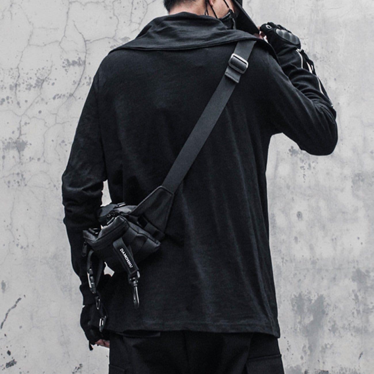 Dark Irregular Turtleneck Zipper Sweatshirt