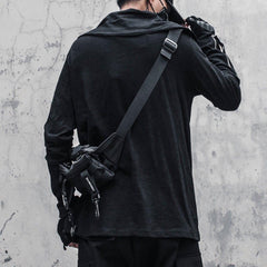 Dark Irregular Turtleneck Zipper Sweatshirt
