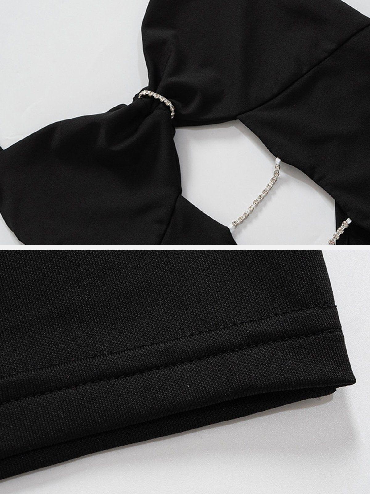Solid Lace-Up Cutout Back Dress