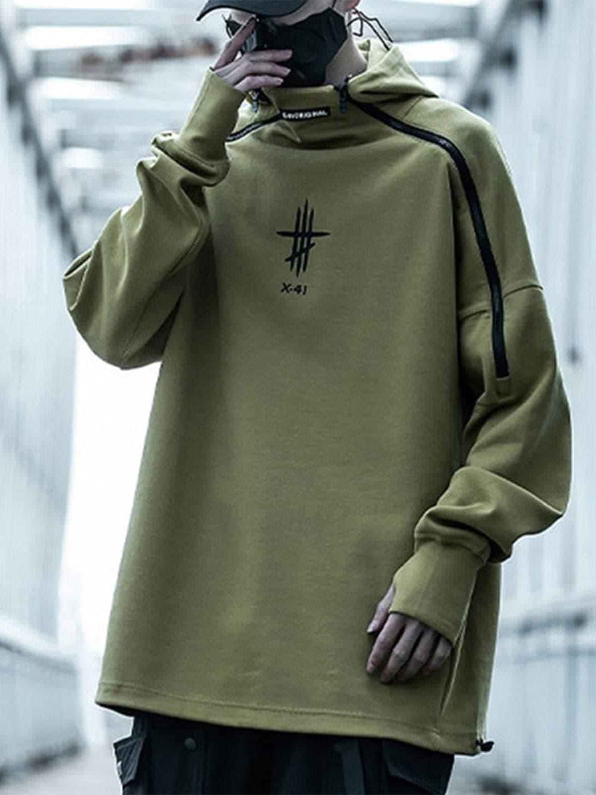 Functional Double Zipper Turtleneck Hoodies