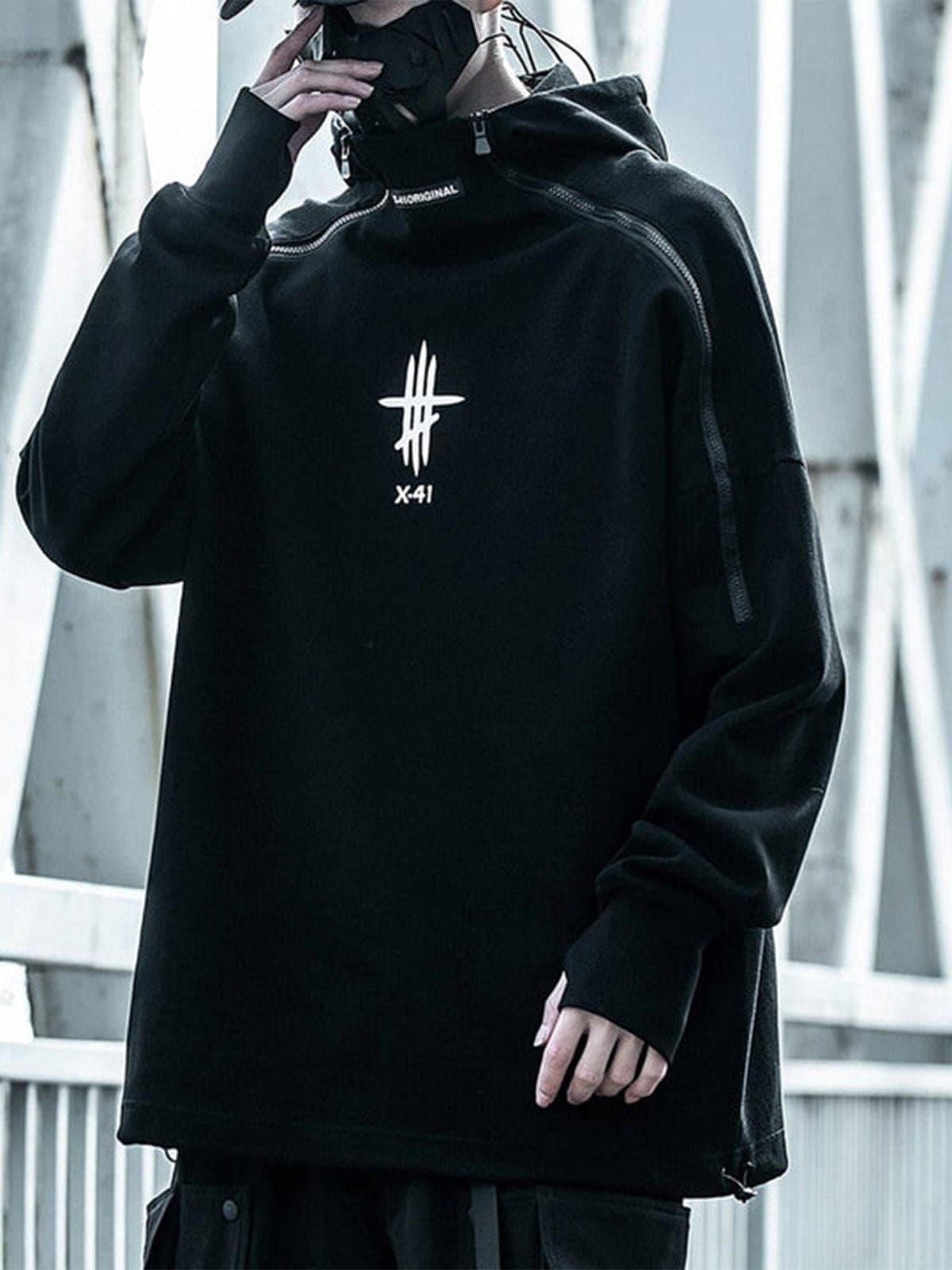 Functional Double Zipper Turtleneck Hoodies