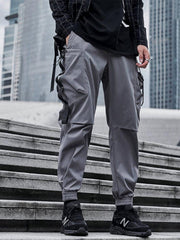 Techwear Bright Line Velcro Thick Fleece Cargo Pants