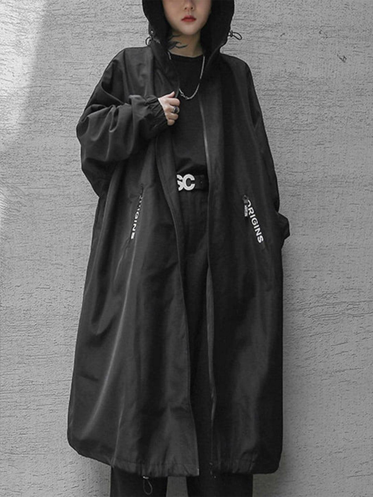 Dark Print Wizard Cloak Mid-length Oversized Jacket