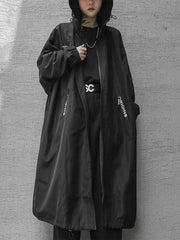 Dark Print Wizard Cloak Mid-length Oversized Jacket