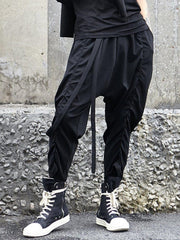 Dark Elastic Ribbons Oversized Pants