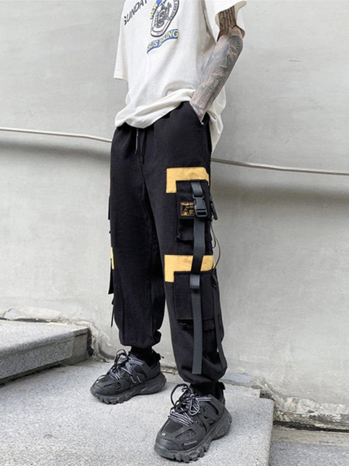 Techwear Patchwork Pockets Ribbons Cargo Pants