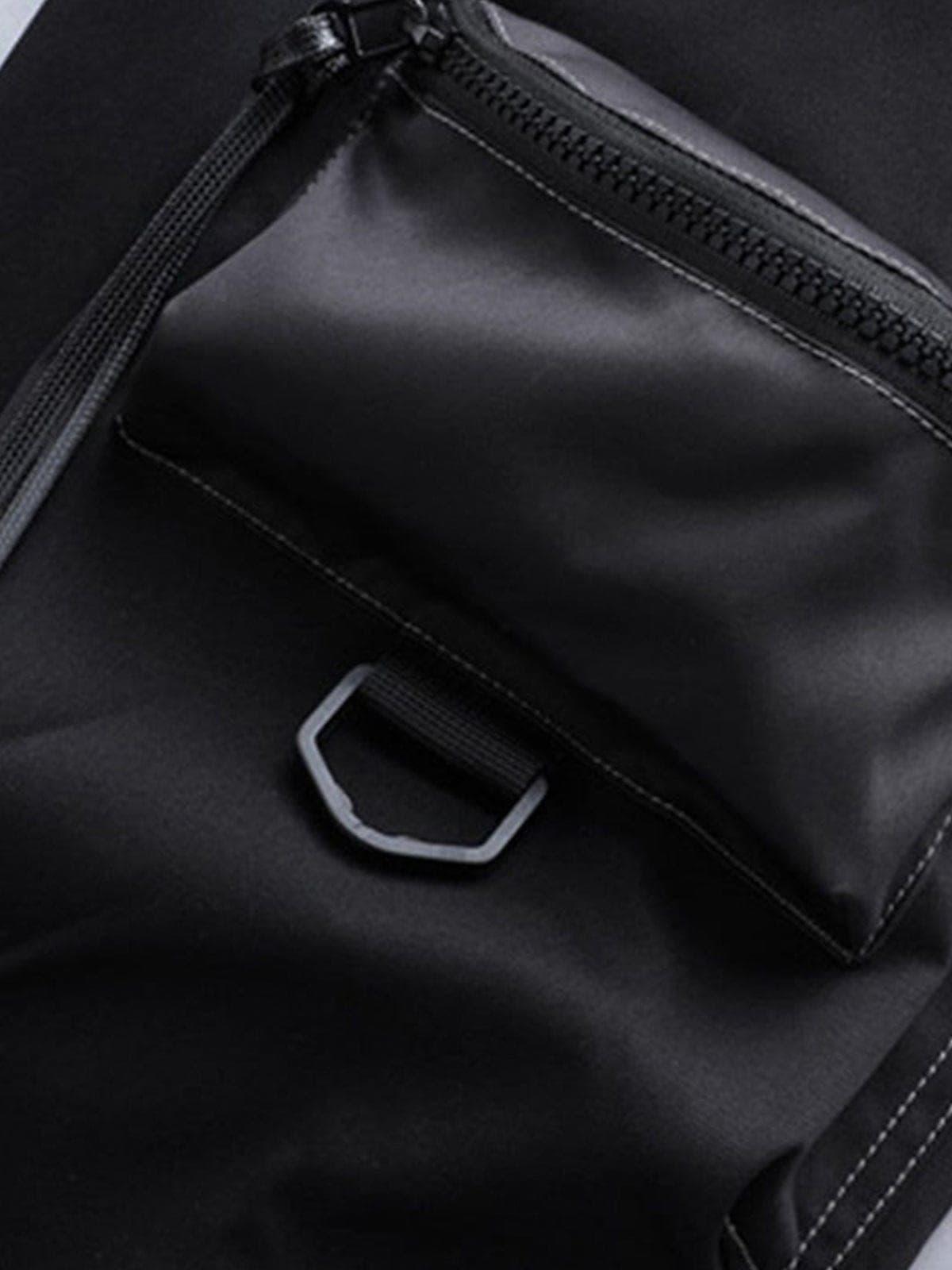 Function Bright Line Zipper Pockets Velcro Cargo Pants