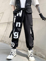 Letters Print Cargo Pants