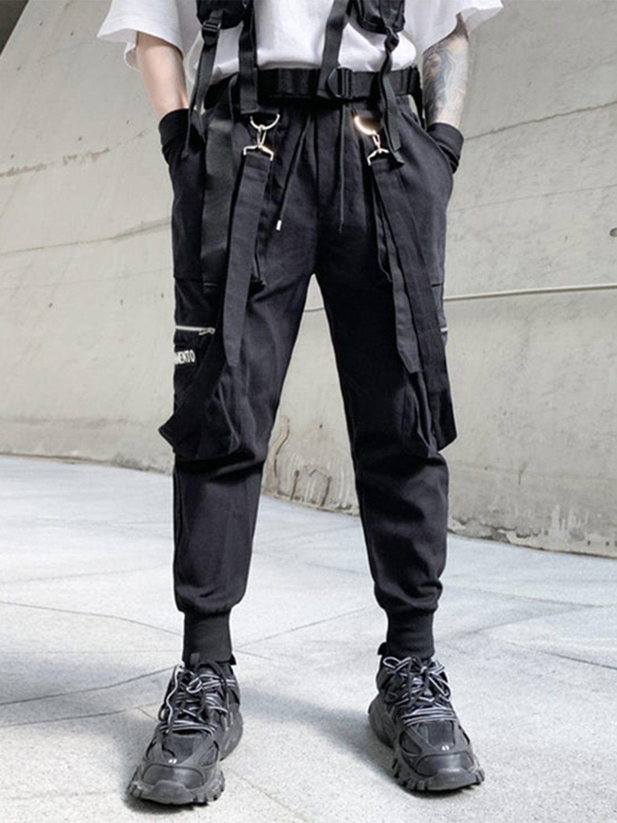 Side Zipper Pockets Ribbons Cargo Pants