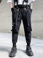 Side Zipper Pockets Ribbons Cargo Pants