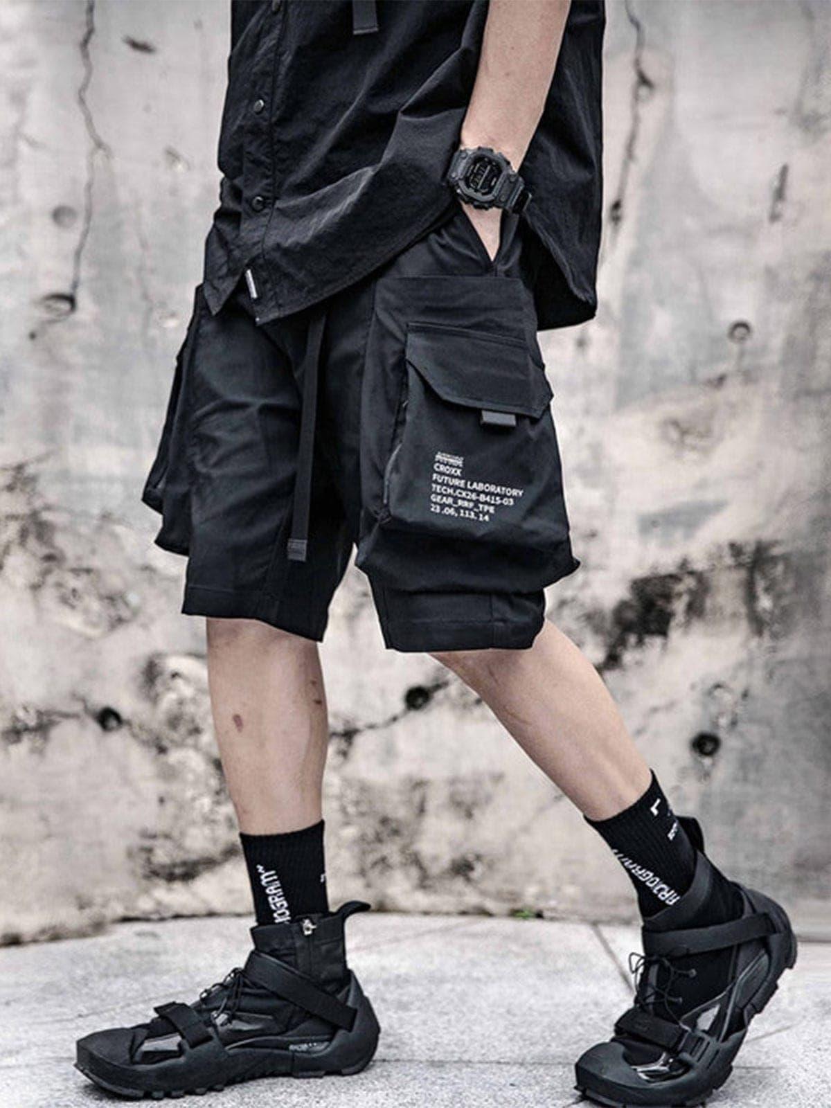 Dark Functional Big Pockets Nylon Shorts
