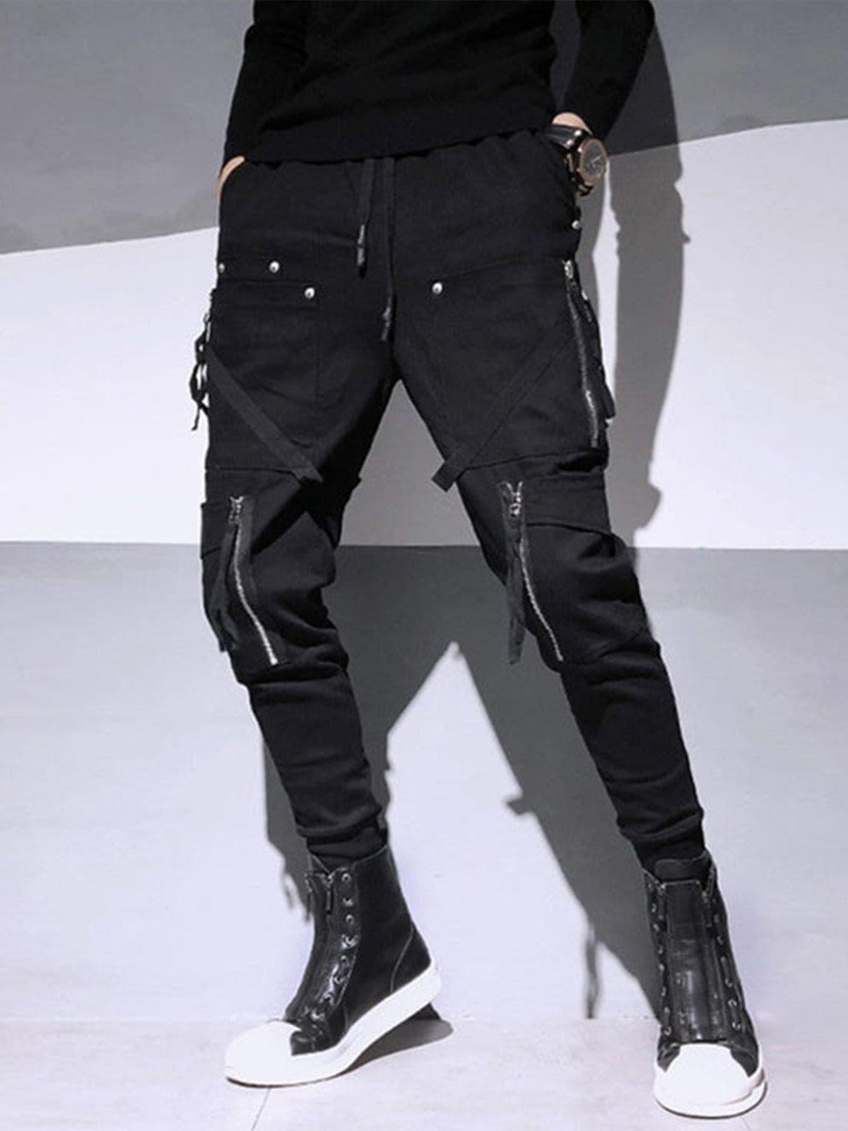 Function Irregular Zipper Patchwork Cargo Pants