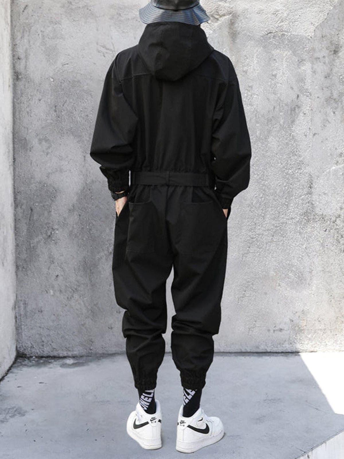 Function Multi Pockets Hooded Cargo Jumpsuit