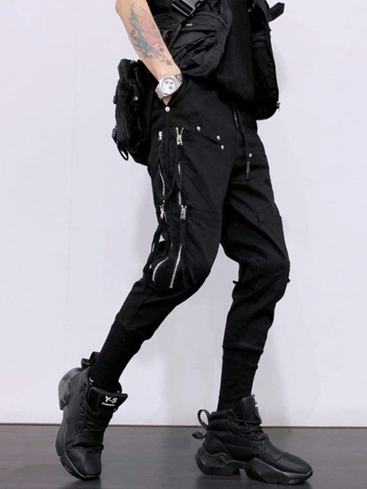 Function Multi Zipper Bandage Cargo Pants
