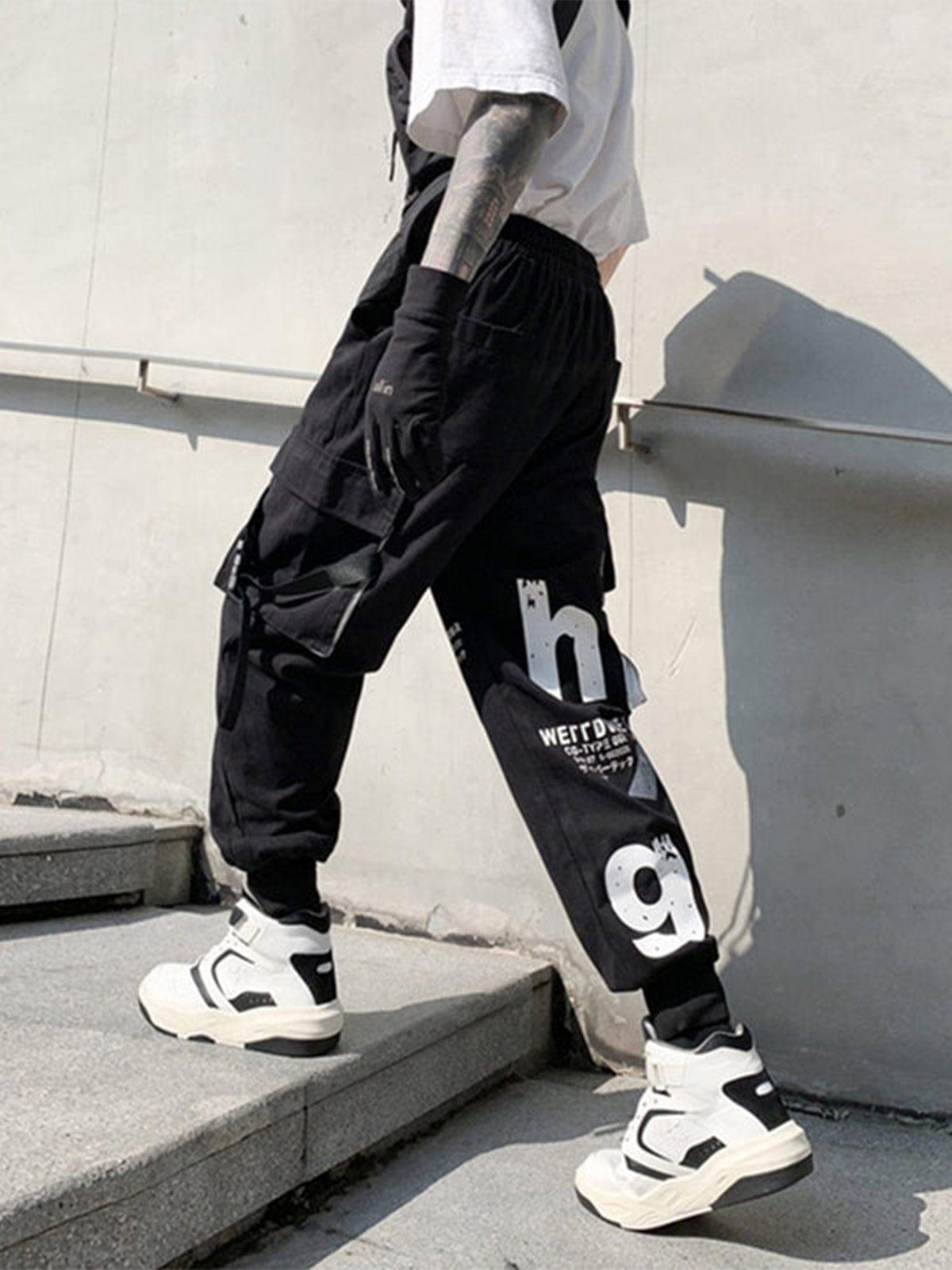 Letters Print Cargo Pants