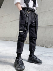 Side Zipper Pockets Ribbons Cargo Pants