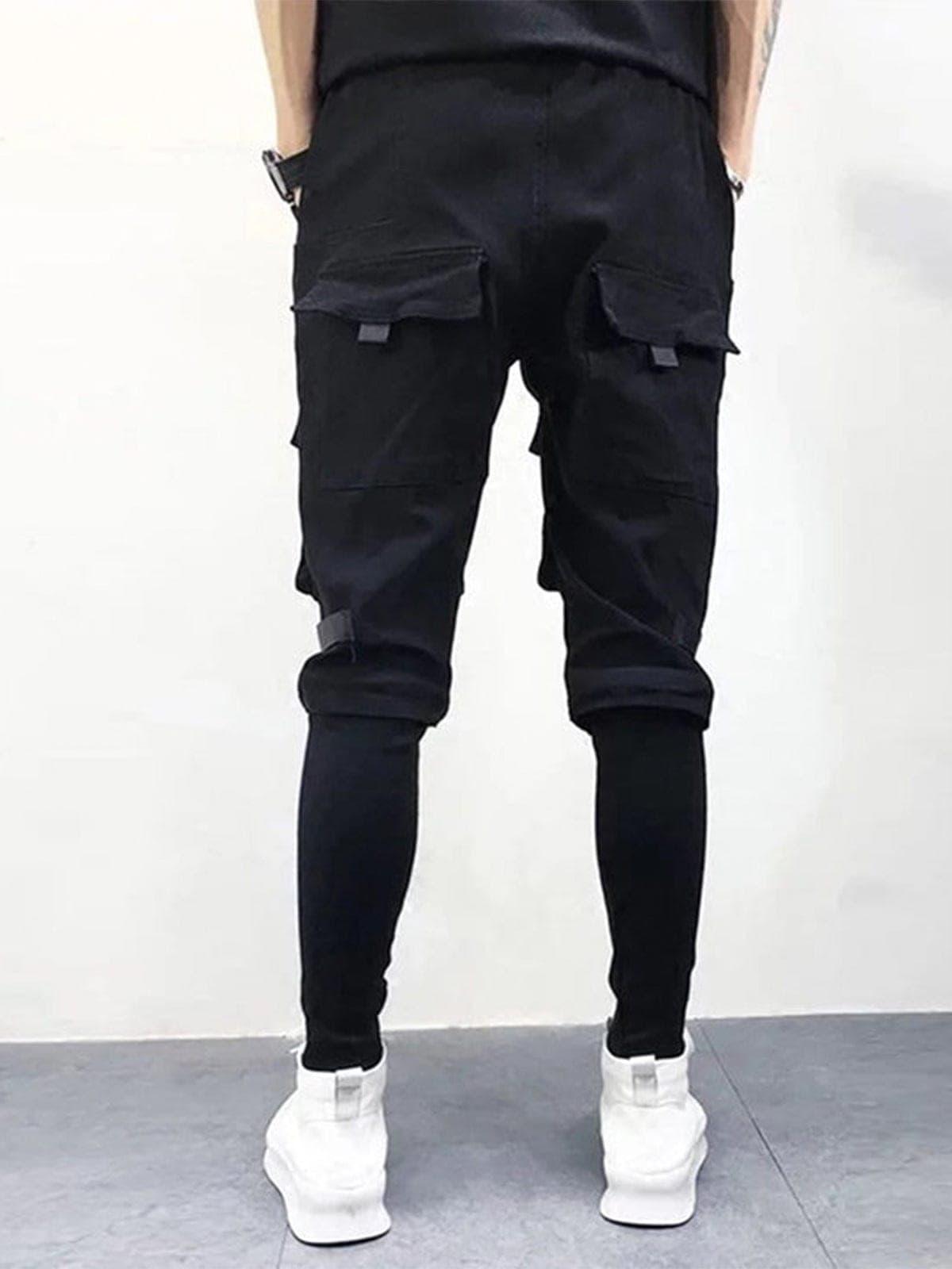 Dark Patchwork Pockets Cargo Pants
