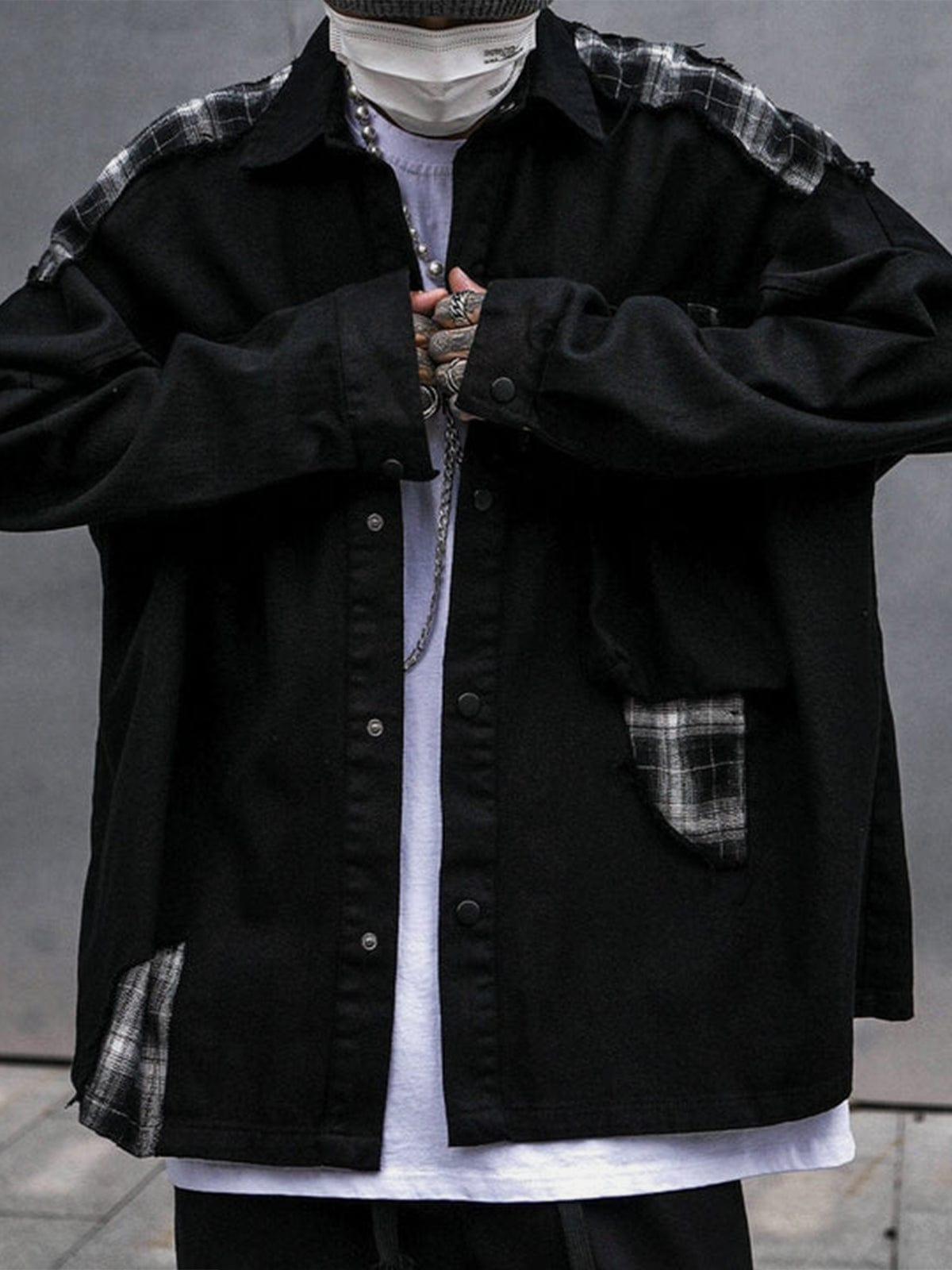 Plaid Patchwork Long Sleeve Shirt