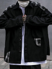 Plaid Patchwork Long Sleeve Shirt