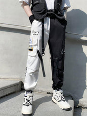 Patchwork Ribbons Print Cargo Pants