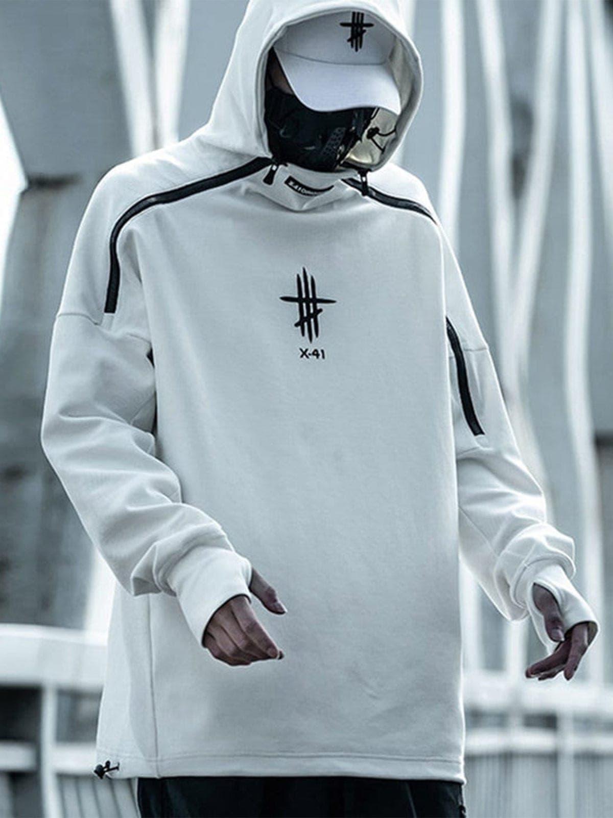 Functional Double Zipper Turtleneck Hoodies