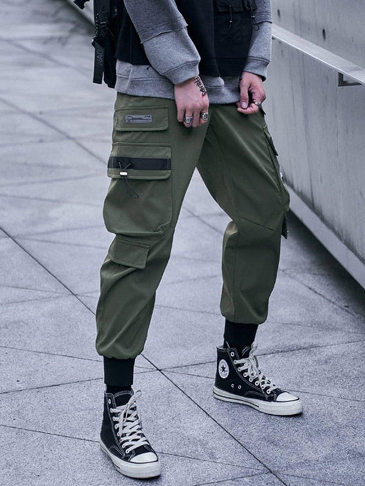 Techwear Big Zipper Pockets Print Thick Fleece Cargo Pants
