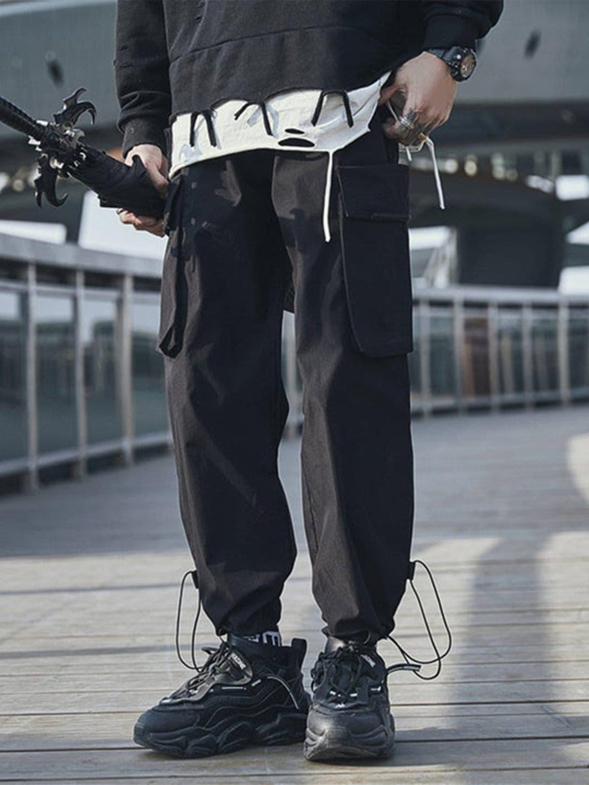 Functional Zipper Pockets Drawstring Pants