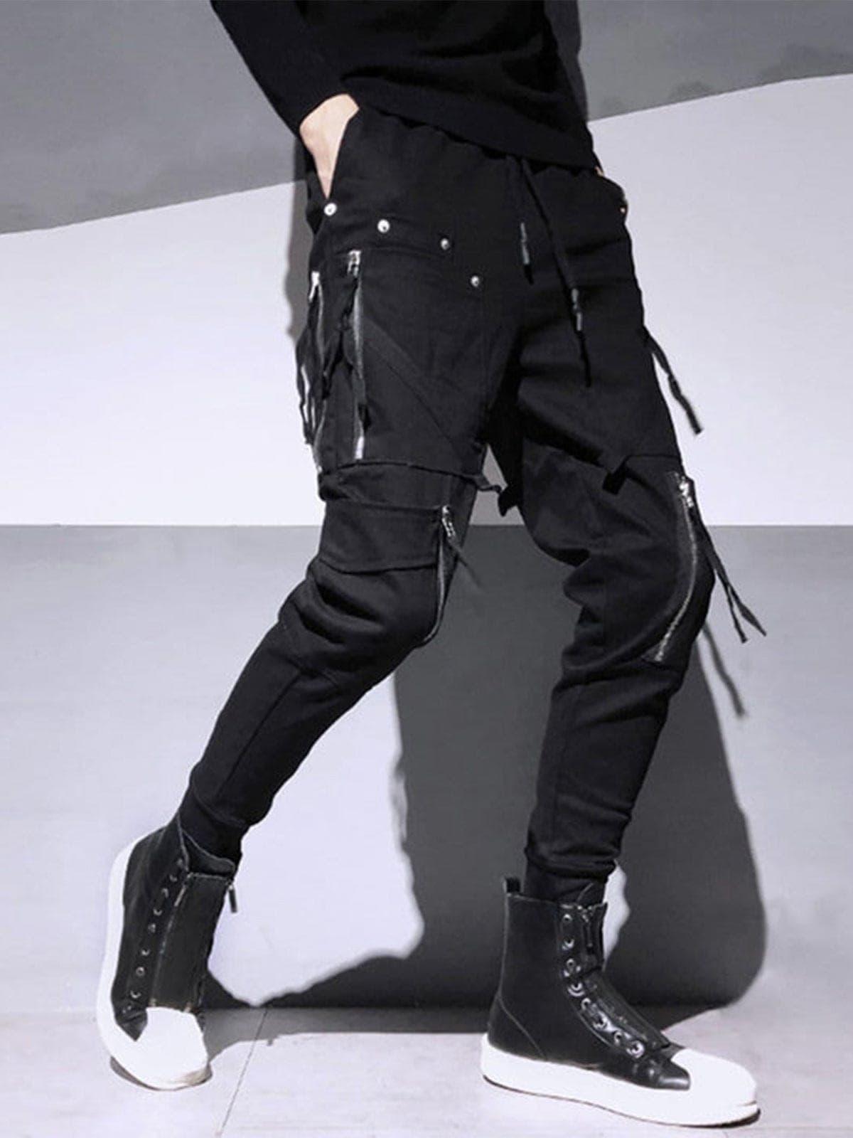 Function Irregular Zipper Patchwork Cargo Pants