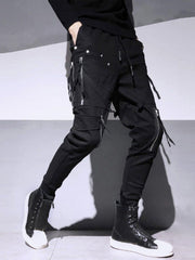 Function Irregular Zipper Patchwork Cargo Pants