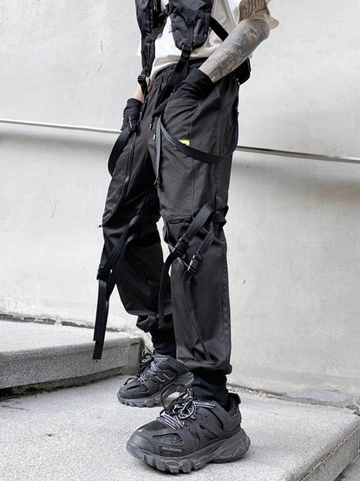 Zipper Pockets Multi Ribbons Cargo Pants