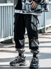 Patchwork Ribbons Velcro Cargo Pants