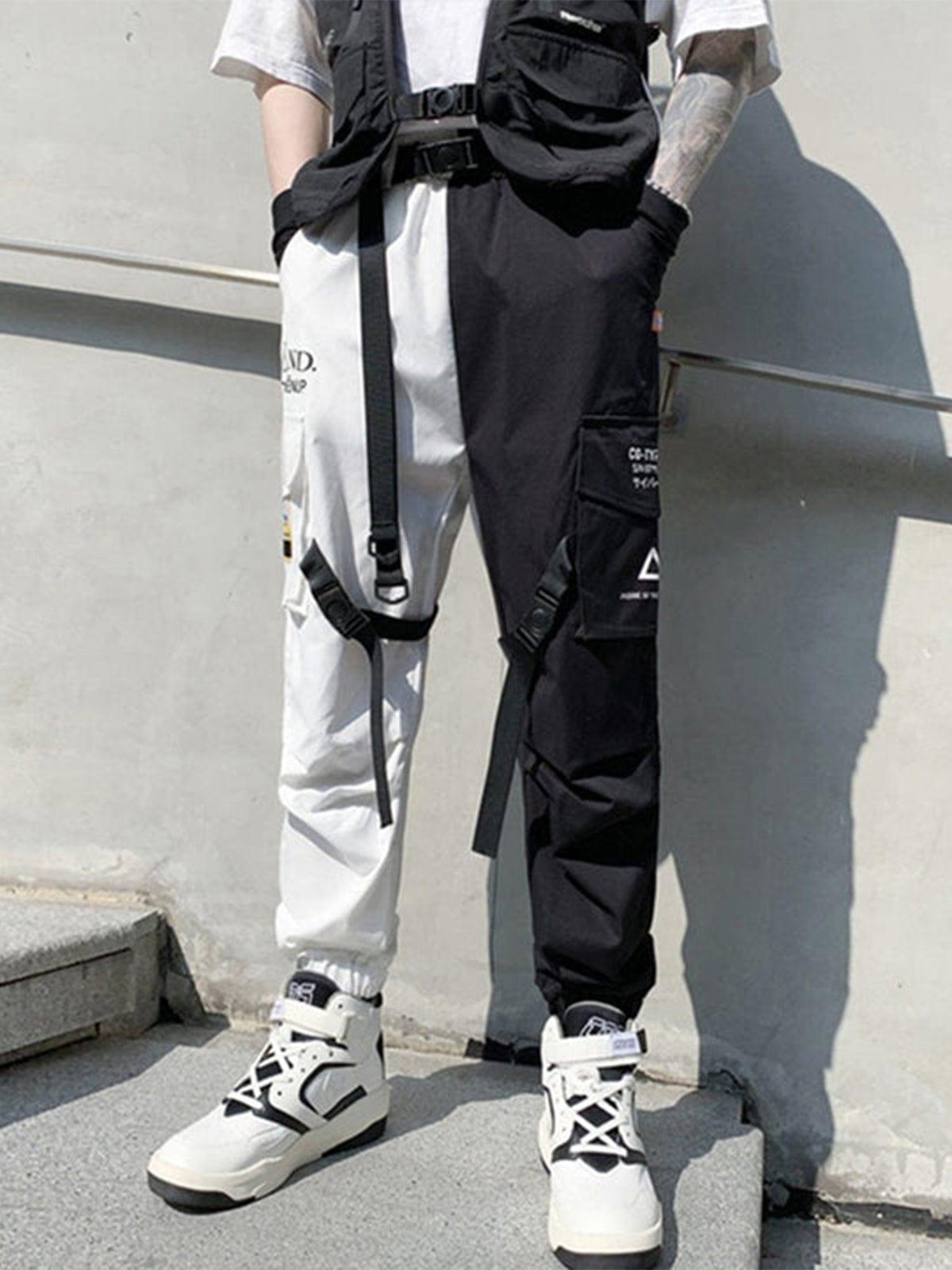 Patchwork Ribbons Print Cargo Pants